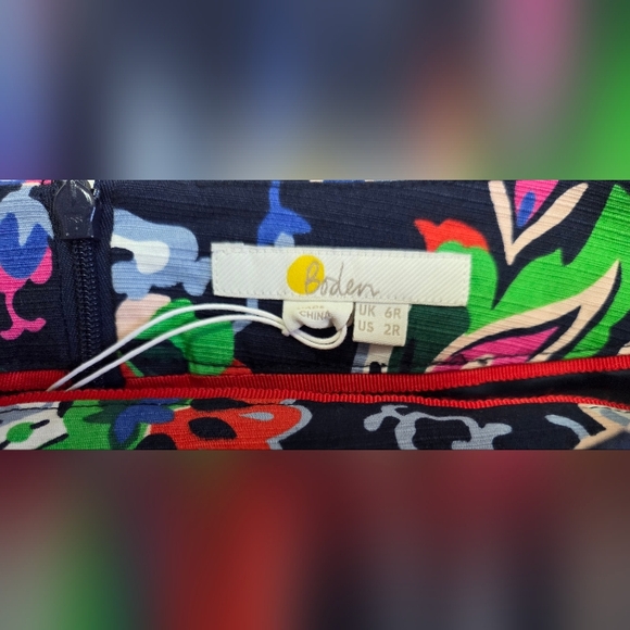 NWOT Boden Women's Navy Blue/Multi Color Floral Cotton Blend Pencil Skirt Size 2 - Picture 7 of 8